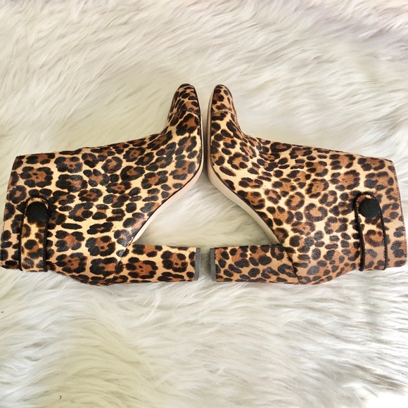 Ann Taylor | Leopard Print Imogen Button Booties Calf Hair - Picture 4 of 9